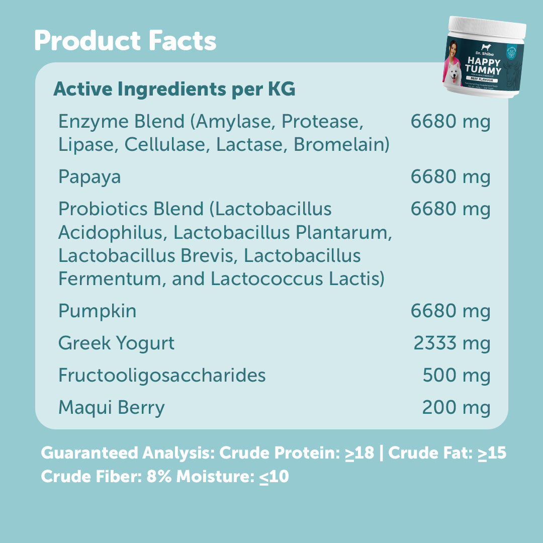 Happy Tummy - Probiotic Dog Supplement Treats For A Healthy Gut